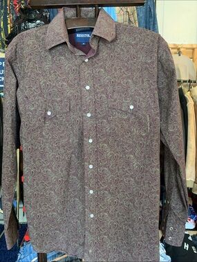 Men's Burgundy Paisley Western Shirt